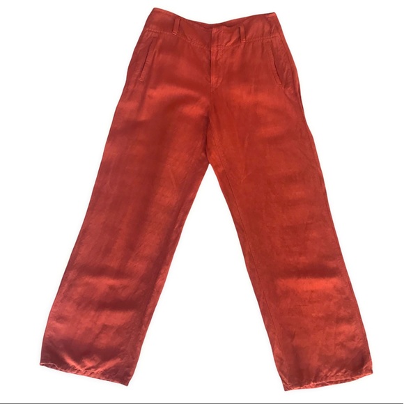 SUGAR PRODUCT Burnt Orange Linen Rayon Trouser - Picture 1 of 15